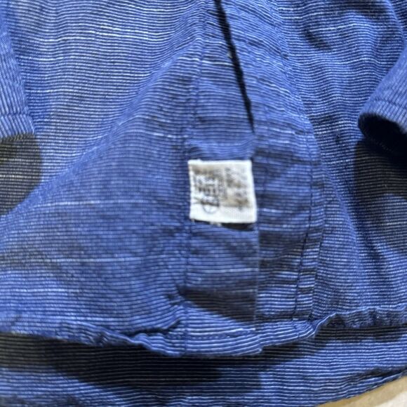 PD&C Men's Size‎ Medium Heathered Blue Button Up Long Rolled Tab Sleeves Shirt - Picture 2 of 6